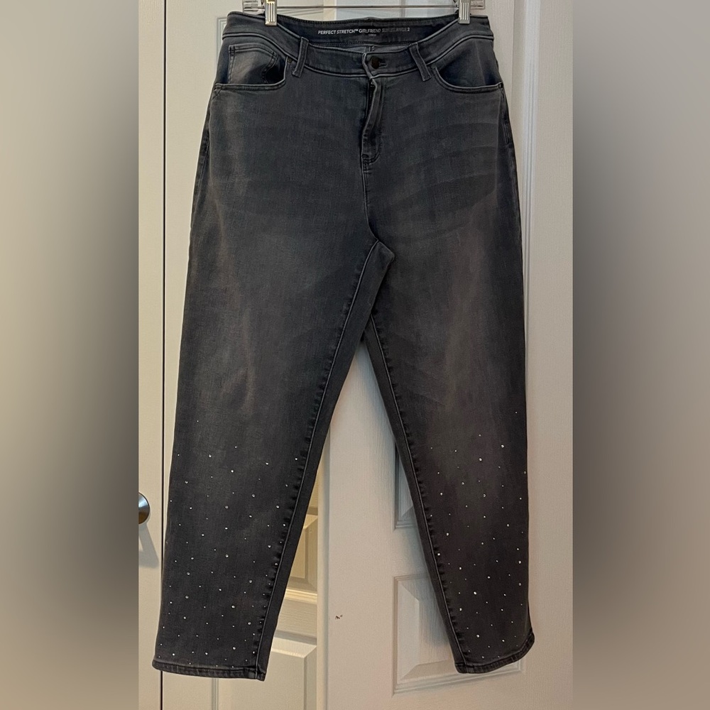 Women's Gray Jeans with Studded Detail
